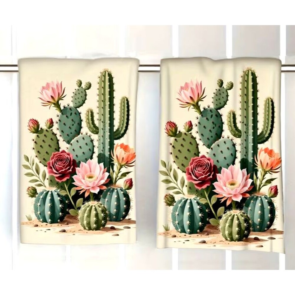 Flowering Cactus Kitchen Towels Succulent Garden 16 x 24-in Soft Polyester Gift